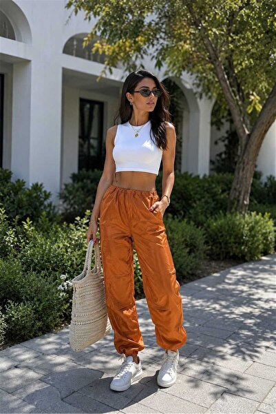 4S WOMEN Paraşüt Kumaş Lastikli Bel Ayarlanabilir Paça Jogger Pantolon