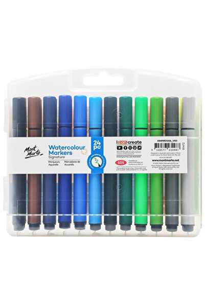 Mont Marte Watercolour Markers 24 Culori - Markere pentru Desen și Pictură