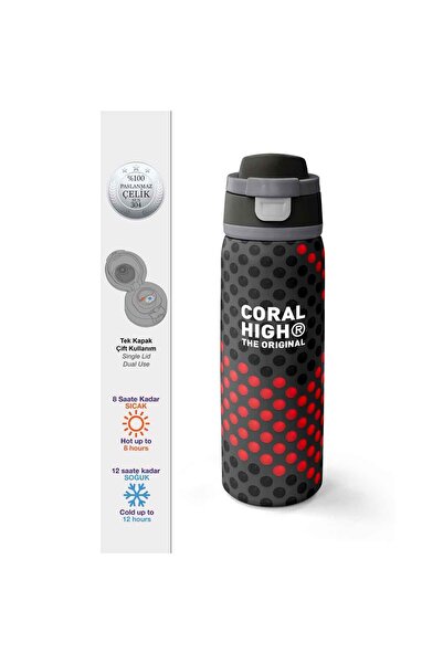 Coral High Kırmızı Puantiyeli Çelik Termos Matara 800 ml 38511