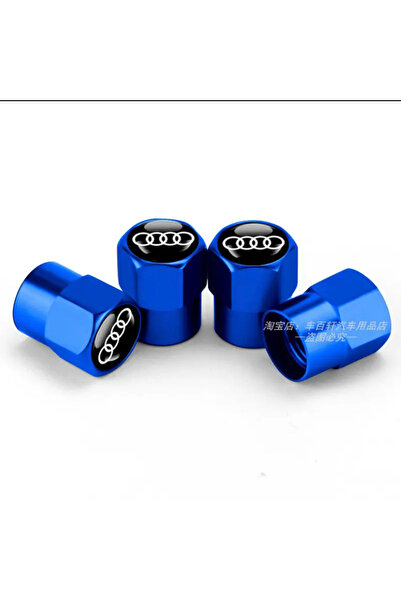 GARDENAUTO غطاء ألومنيوم بشعار Audi s 4 قطع غطاء زجاجة (أسود-أزرق)