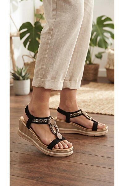 De Scario 1062 Ethnic Embroidered Beaded and Stoned High Heel Sandals with El...