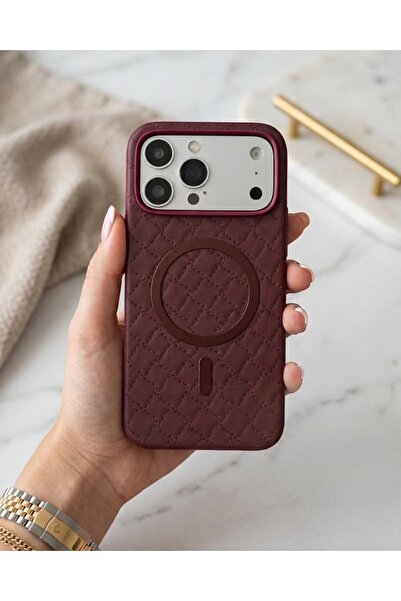 KILIF HOUSE Iphone 17 Pro Max Uyumlu Premium Kapitone Deri Desenli Magsafe De...