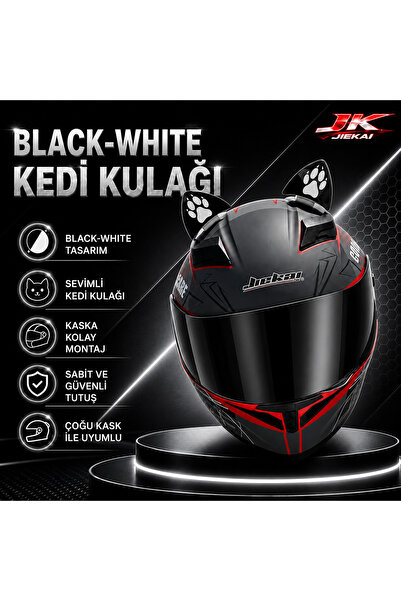JİEKAİ KASK ÜSTÜ KEDİ KULAĞI AKSESUARI (BLACK-WHİTE)
