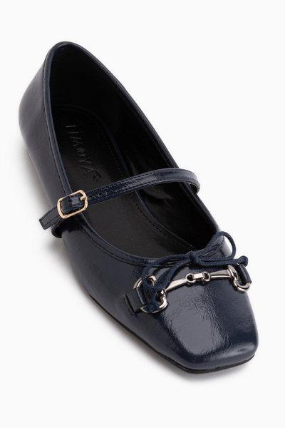 Limoya Andela Navy Blue Γυναικείες Μπαλαρίνες με Μονό Λουράκι