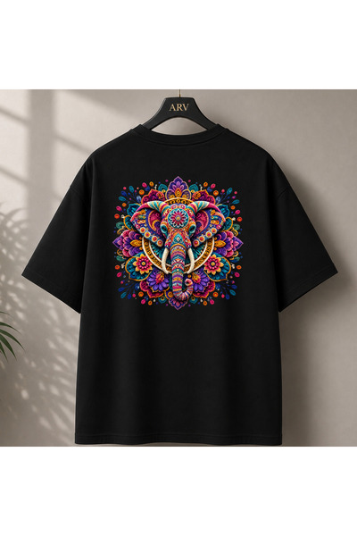 Arv T-shirt Design Oversize Knitted Print Elephant Figure