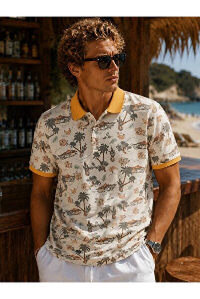 İLKCET MODA Men's Digital Printed Collared Premium T-Shirt