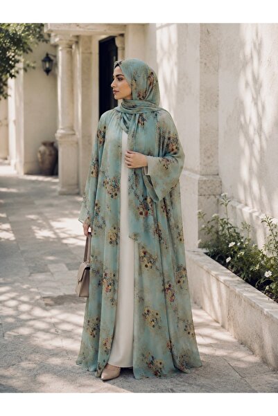 Passion by rahi Beautiful floral printed double layer chiffon Abaya&Hijab