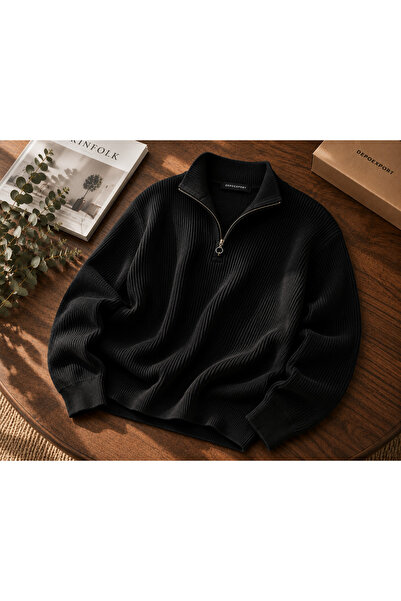 DepoExport Men's Thessaloniki Knitted Half-Zip Sweater with Stand Collar for ...