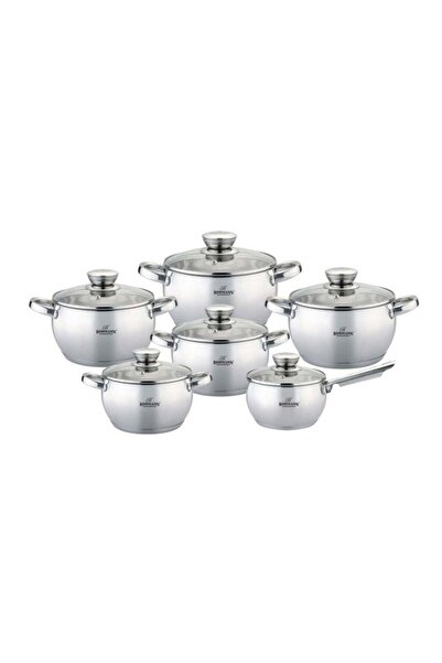 Bohmann Set de vase pentru gătit, 12 piese, oale din inox cu capac, 2.1l, 2.1...