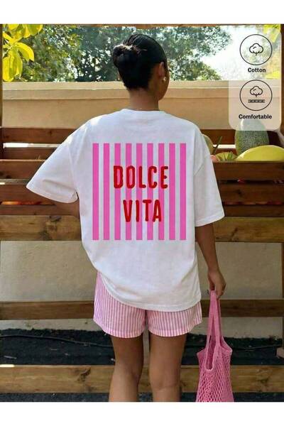 23ERVA Summer Release Striped Slogan Graphic Oversized T-Shirt, Casual Minima...