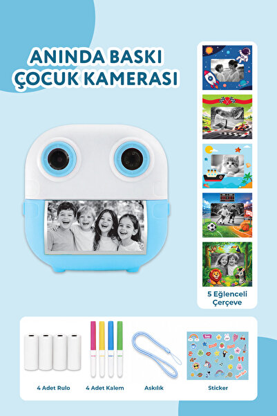 Bood CK-08 ANINDA BASKI ÇOCUK KAMERASI MAVİ