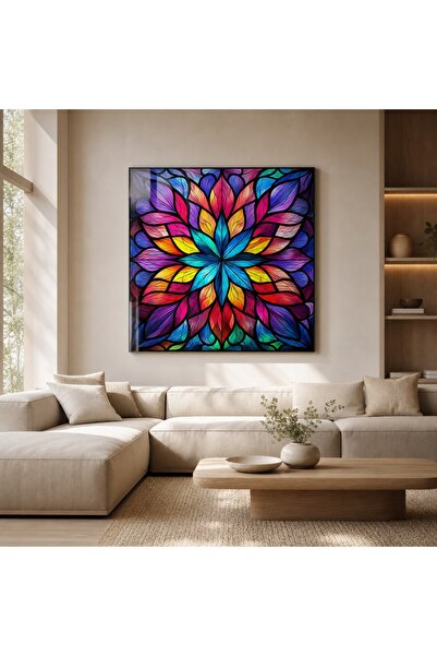 idora Γυάλινο τραπέζι με πολύχρωμα σχέδια φύλλων |   Τροπική Βοτανική Διακόσμ...