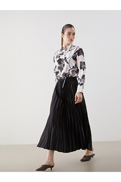 LC Waikiki Original Elastic Waist Satin Women's Pleated Skirt
