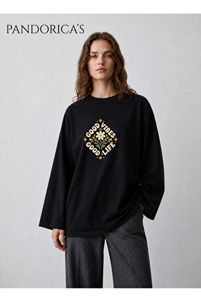 Grafftee Clothing Oversize Geniş Kesim Uzun Kollu %100 Pamuk Yazlık Baskılı T...
