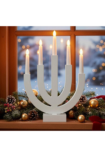 Danex Decoratiune luminoasa tip sfesnic, din lemn, 39 cm, lumina calda, alime...