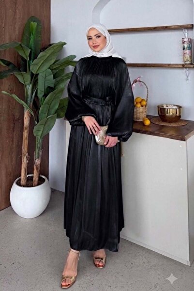 Şule Giyim Elfida Satin Set Evening Dress Black