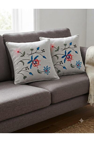 Çeyiz Diyarı Mirabelle 2-Pack Punch Embroidered Throw Pillow Cover 45X45 cm