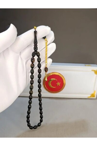 HALİL KOÇAK Black Sikma Amber Tesbi̇rh with Flowing Design