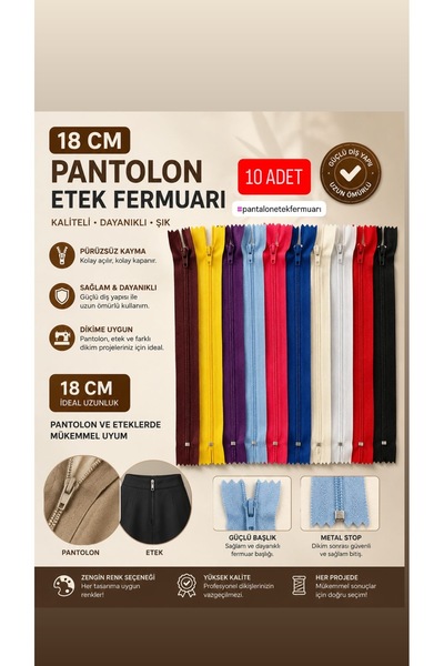 ALOTUHAFİYE PANTALON ETEK FERMAURI 18 cm 10 adet 10 renk