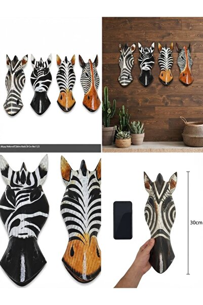 XTRIKE ME Ahşap Dekoratif Duvar Dekoru Zebra Mask Etnik Duvar Süsü 30 Cm 1 Adet Karışık Renk