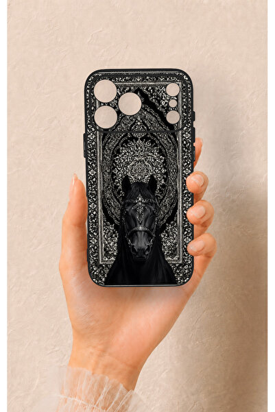 Vip Case iPhone 17 Pro Max Uyumlu Etnik At Figürü Desenli Silikon Kılıf