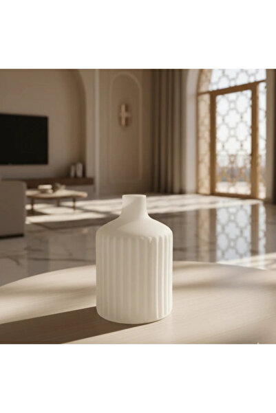 Generic Brand Gc-24/1040 Patterned Glass Vase - 19X12 cm - Opaque White