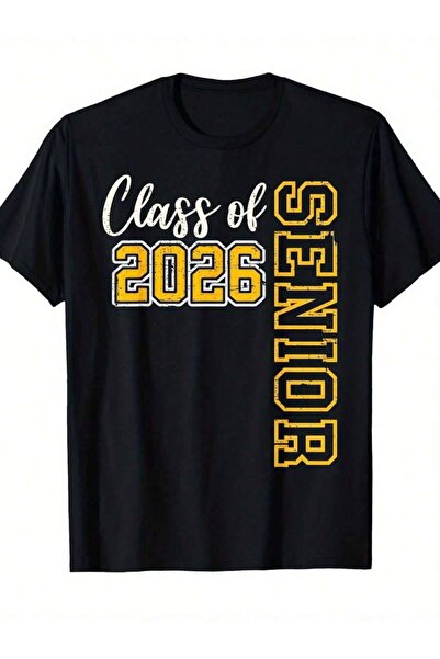 KYMC07 Class Of 2026 Senior 26 High School Graduation Black Golden T-Shirt| M...