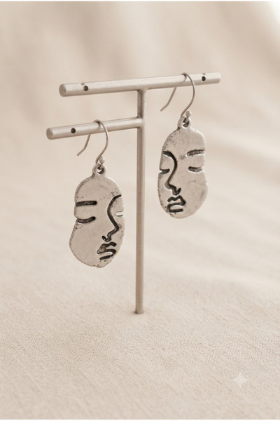 ZGNOVA Handmade Plated Cast Metal Human Face Figured Earrings