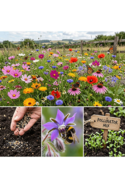 Bloom & Sow Seed خليط بذور الزهور البرية الصديقة للنحل - مزيج متعدد السنوات ي...