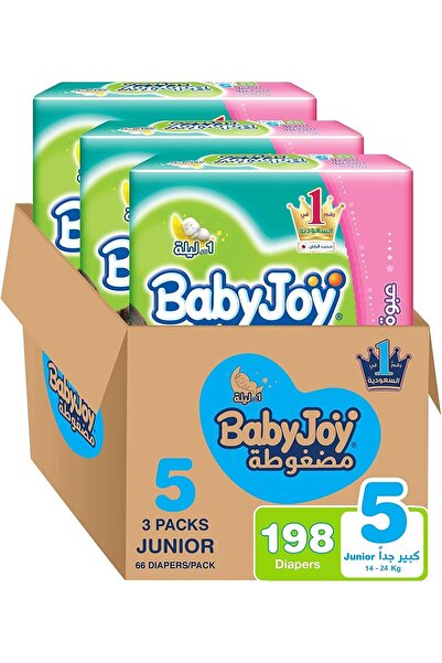 BabyJoy Compressed Diamond Pad, Size 5, Junior, 14-25 kg, Giant Box, 198 Diap...