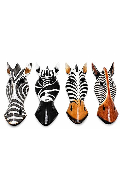 XTRIKE ME Ahşap Dekoratif Duvar Dekoru Zebra Mask Etnik Duvar Süsü 30 Cm 1 Adet Karışık Renk