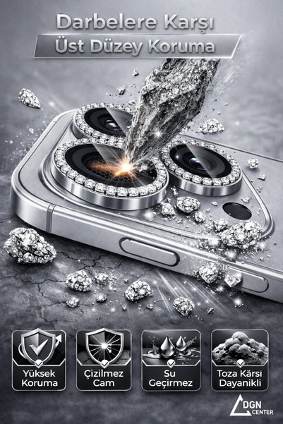 FMK عدسة حماية الكاميرا المصنوعة من الحجر الفاخر المتوافقة مع iPhone 15 Pro Max