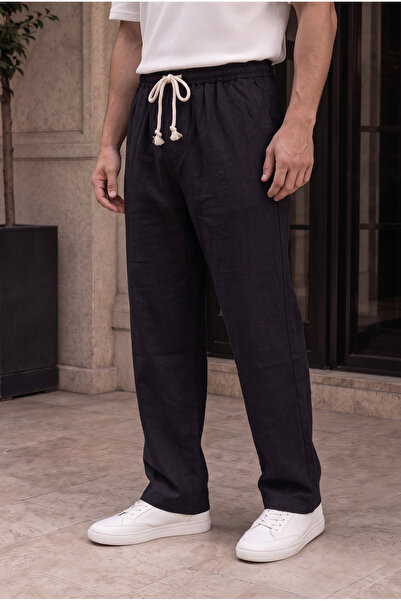 TKT Men's Black Muslin Look Baggy Sweatpants Loose Fit Comfortable Oversize