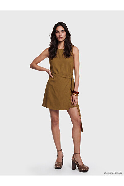 LC Waikiki Original Belted Linen Blend Mini Dress