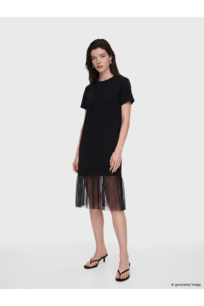 LC Waikiki Original Oval Neck Soft Touch Tulle Dress