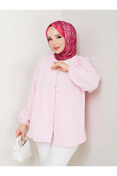 SAMSA Buttoned Front Kimono Hijab Tunic Oversize New Season Comfortable Fit