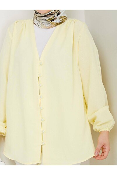 SAMSA Buttoned Front Kimono Hijab Tunic Oversize New Season Comfortable Fit