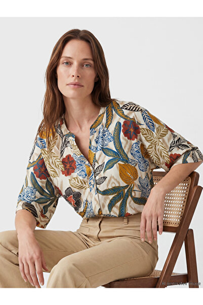 LC Waikiki Original Open Collar Floral Oversize Blouse