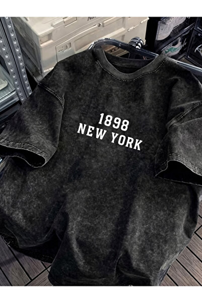 HOFFNUNG Unisex Oversize Vintage Washed Street Style Μόδα του δρόμου Βαμβακερ...