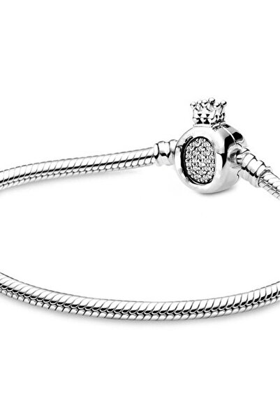 VeeShop Επαργυρωμένο βραχιόλι, οβάλ κούμπωμα Queen, με κορώνα και κρύσταλλα -...