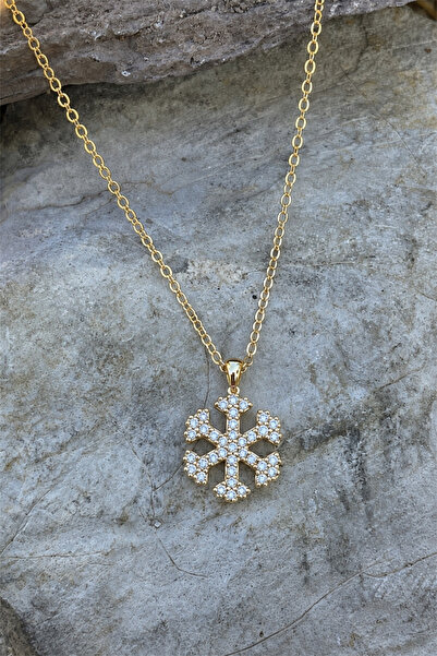 TAKIPORT Gold Color Zircon Stone Snowflake Figured Women's Necklace