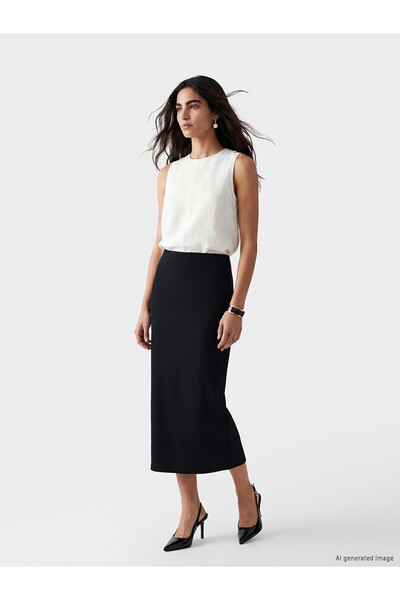LC Waikiki Peak New Season Elastic Waist Slit Skirt