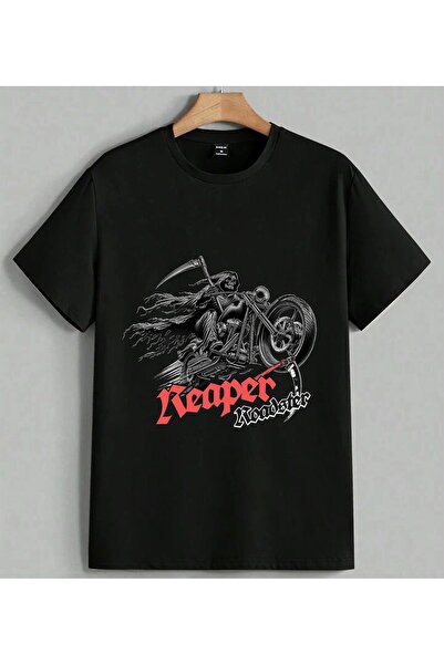 ELFERA Reaper Roadster Motorcycle Printed Unisex Oversize T-Shirt Black