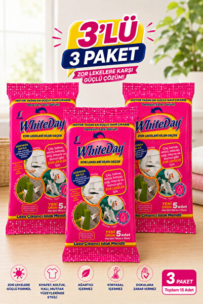 WHİTEDAY Stain Remover Wet Wipes 3 Pack – Practical Cleaning for Tea, Coffee,...