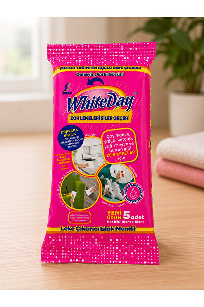 WHİTEDAY Stain Remover Wet Wipes 5 Pieces (1 Pack) – Practical Cleaning for T...