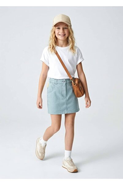 Ozmoz By Mukadder Özden 100% Cotton Thin Denim Light Blue Summer Girls' Skirt
