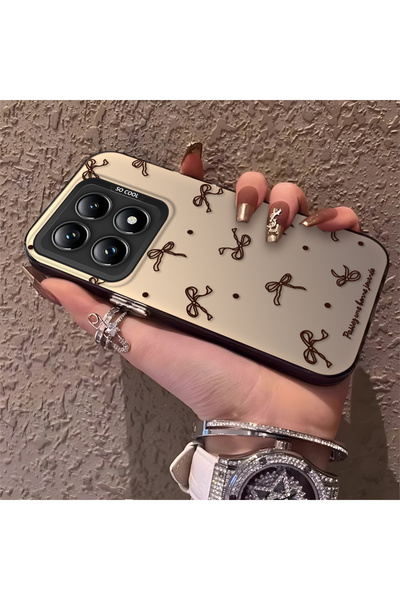 CHICASELUX حافظة متوافقة مع Mi 14T Pro عالية الجودة بتصميم فيونكة بنية اللون ...