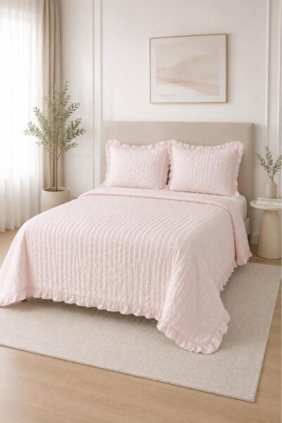 Çeyiz Diyarı Maja Double Sided Fiber Filled Double 240X260 cm Bedspread Powder