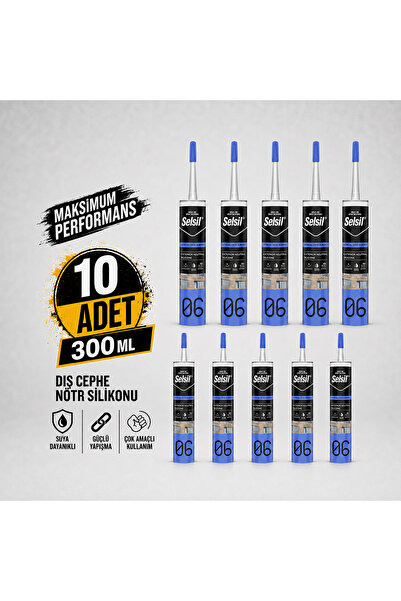 Selsil Şeffaf Nötr Dış Cephe Silikonu 300 ml UV Dayanımlı Cam Pvc Beton Derz ...