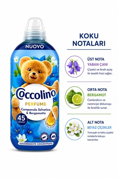 Coccolino Perfume Mavi Çan Çiçeği & Bergamot Kokulu Konsantre Çamaşır Yumuşatıcısı 952 ml 45 Yıkama